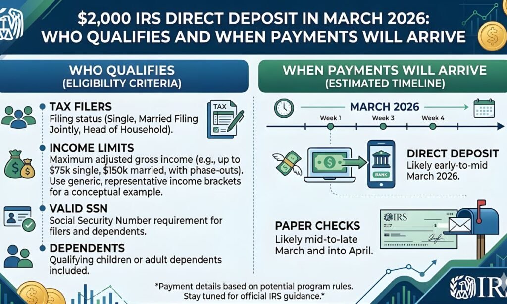 $2,000 IRS Direct Deposit in March 2026: Who Qualifies and When Payments Will Arrive
