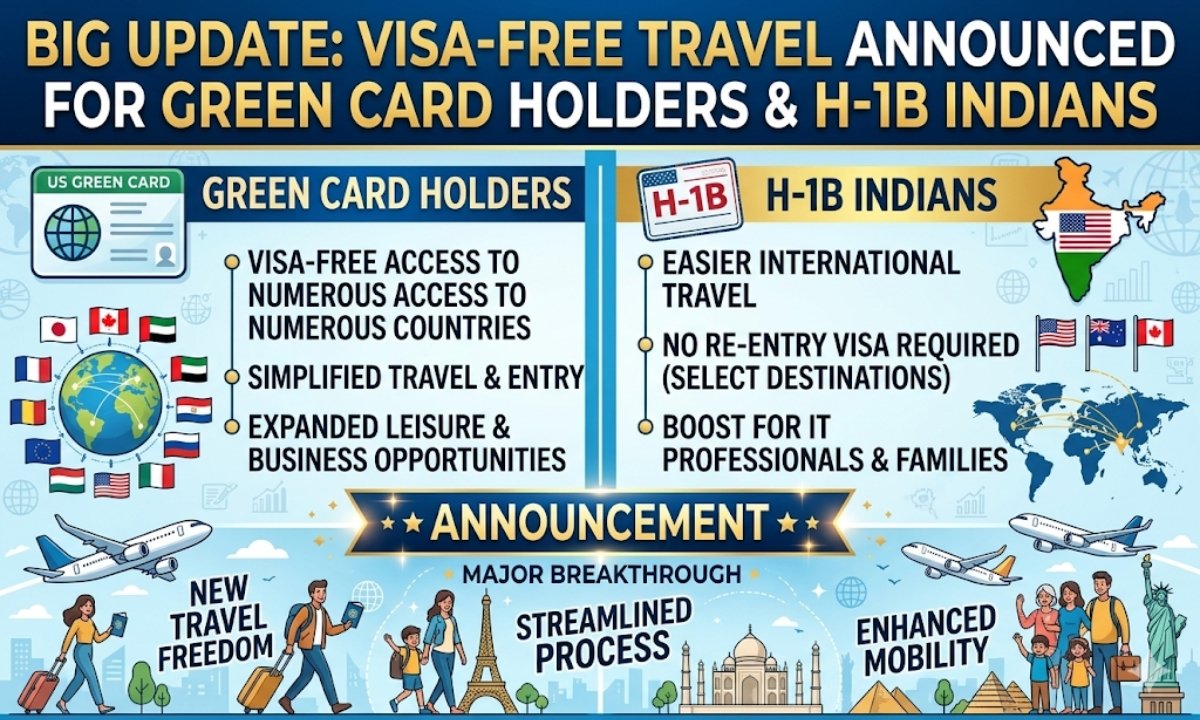 Big Update: Visa-Free Travel Announced for Green Card Holders and H-1B Indians