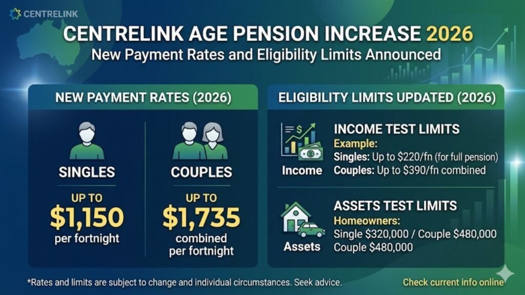 Centrelink Age Pension Increase 2026: New Payment Rates and Eligibility Limits Announced