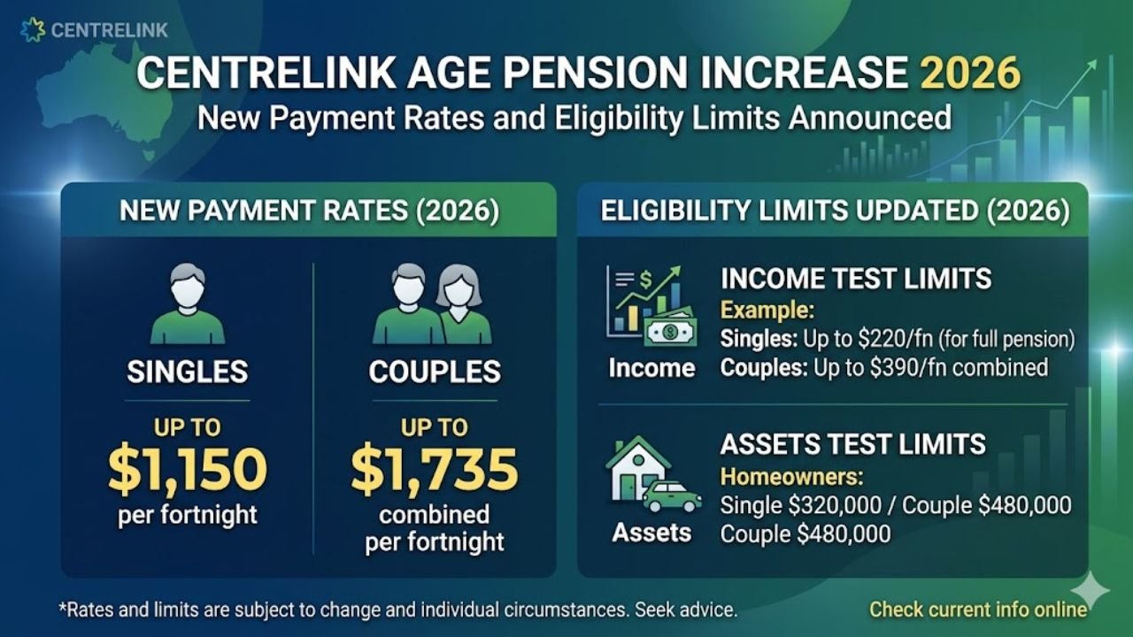 Centrelink Age Pension Increase 2026: New Payment Rates and Eligibility Limits Announced