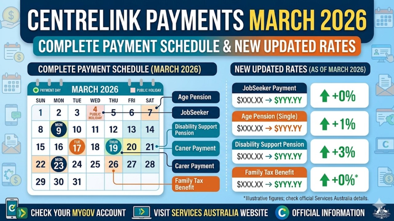 Centrelink Payments March 2026: Complete Payment Schedule & New Updated Rates