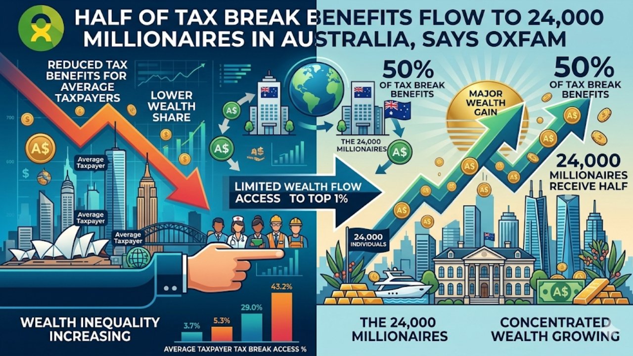 Half of Tax Break Benefits Flow to 24,000 Millionaires in Australia, Says Oxfam