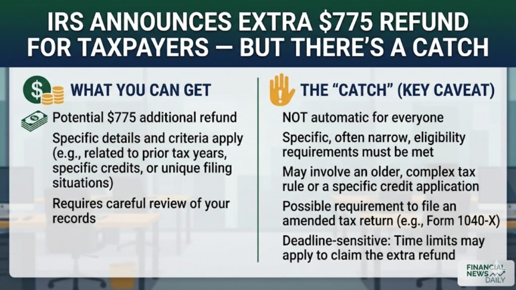 IRS Announces Extra $775 Refund for Taxpayers — But There’s a Catch