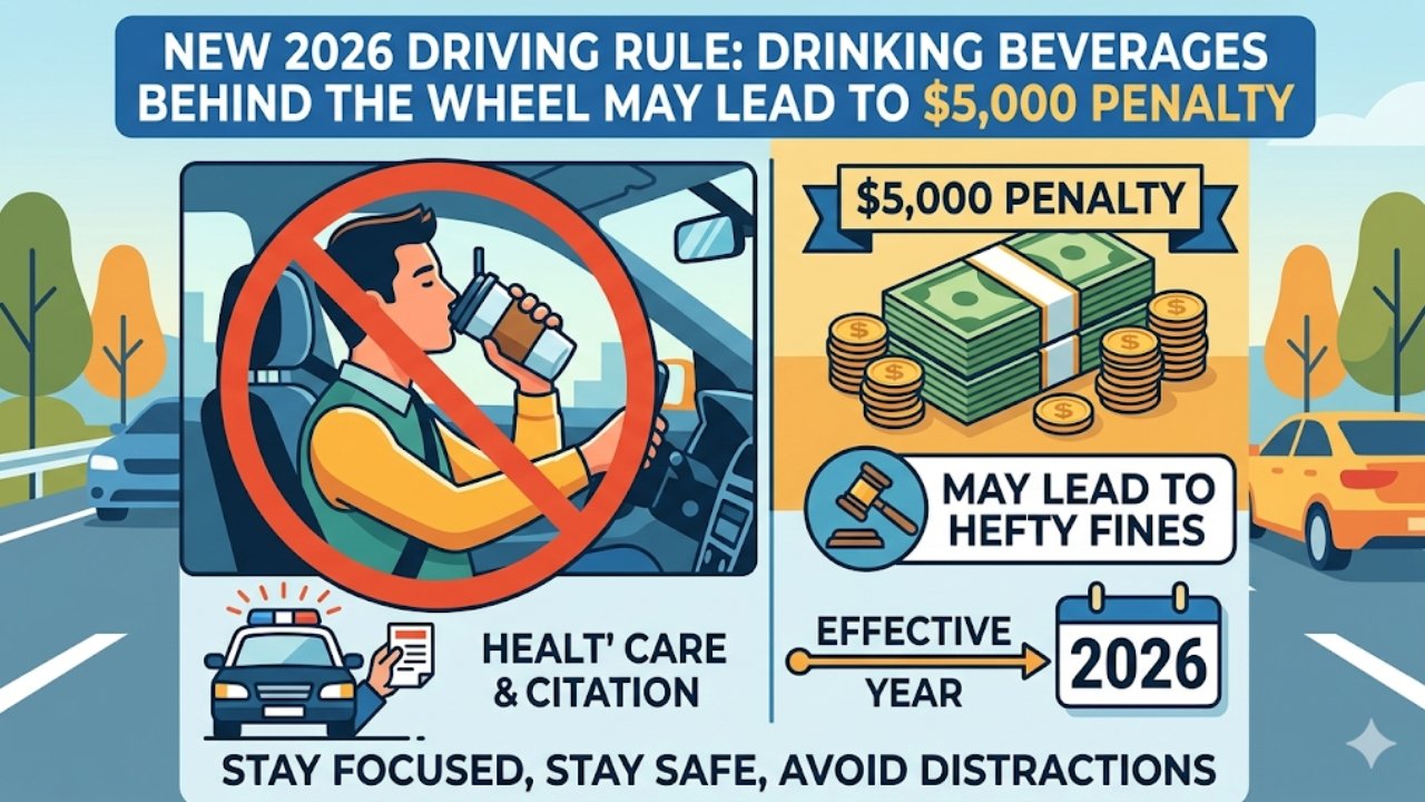 New 2026 Driving Rule: Drinking Beverages Behind the Wheel May Lead to $5,000 Penalty