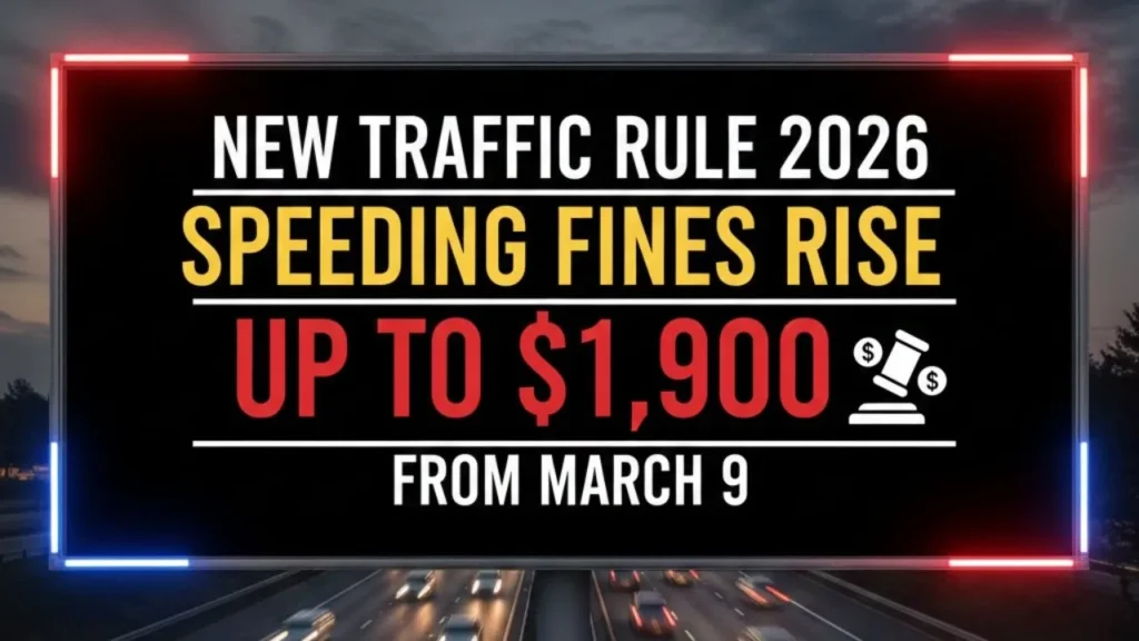 New Traffic Rule 2026: Speeding Fines Rise to $1,900 From March 9