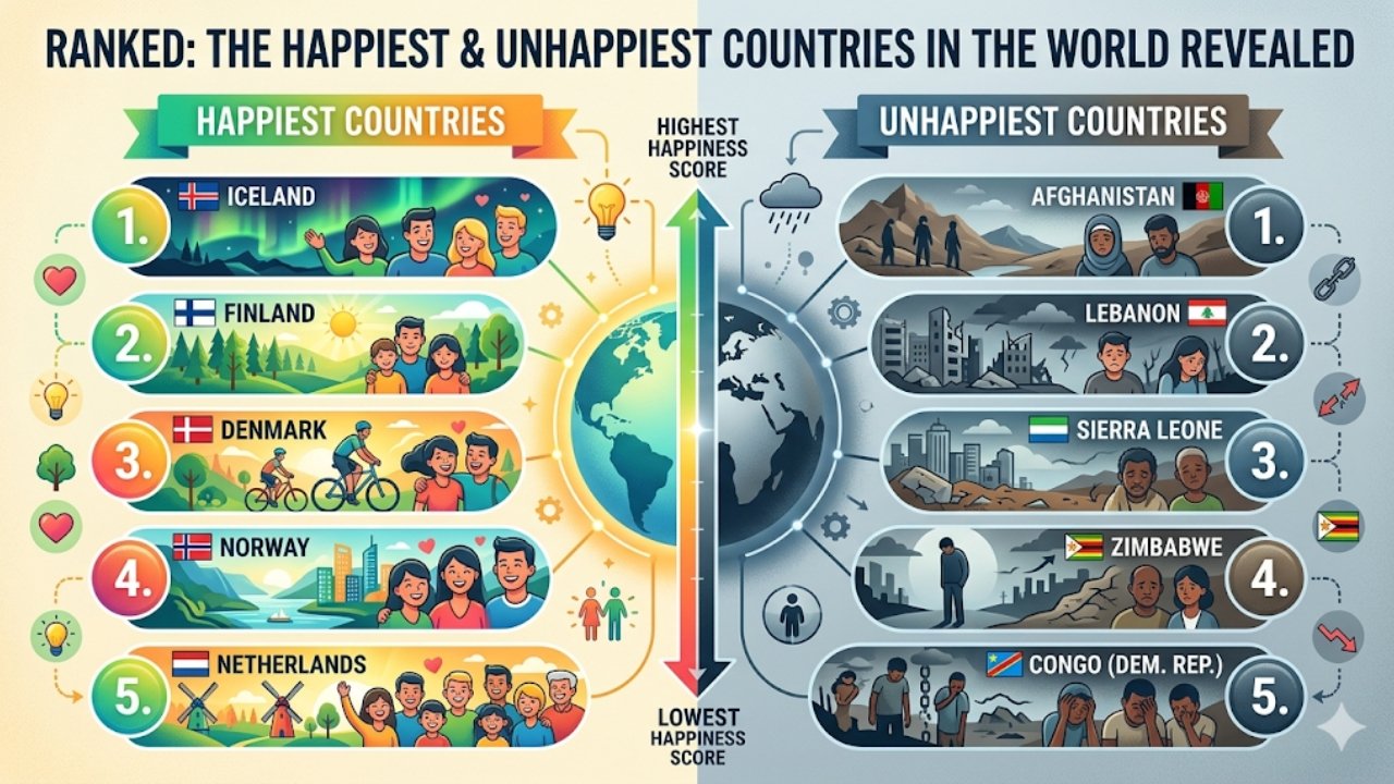 Ranked: The Happiest and Unhappiest Countries in the World Revealed