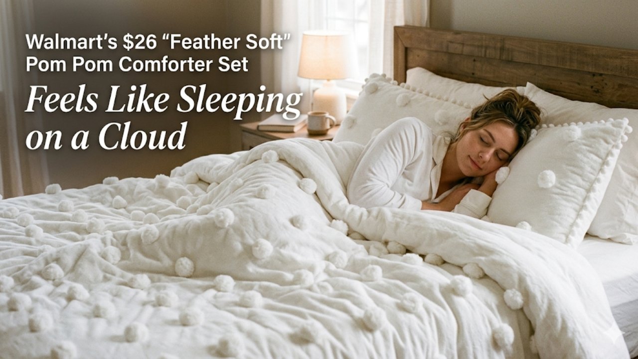 Walmart’s $26 “Feather Soft” Pom Pom Comforter Set Feels Like Sleeping on a Cloud